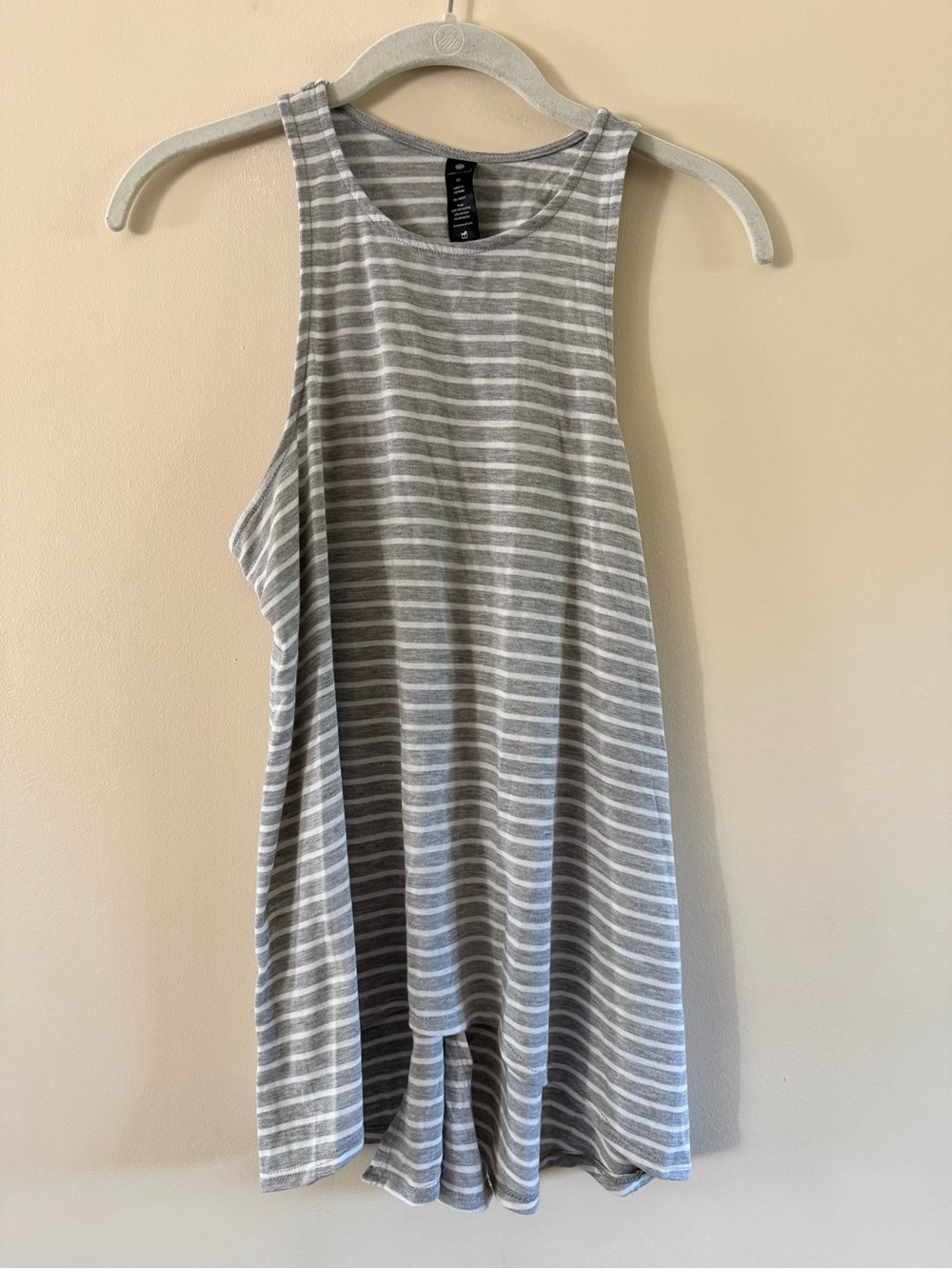 Yogalicious Gray & White Striped Racerback Tank